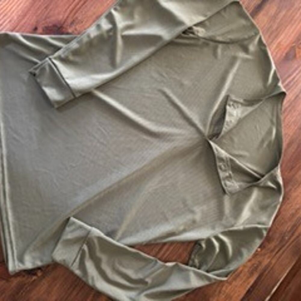 Men's Long Sleeve Performance Tee — Olive Green, Size Large, 90% Polyester